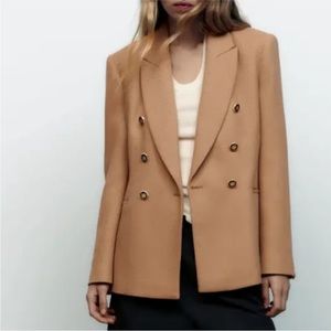 Zara Camel Blazer size small. Worn once. Fit is slightly oversized